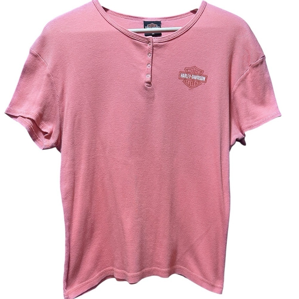 EUC Harley Davidson Ribbed Henley T-Shirt